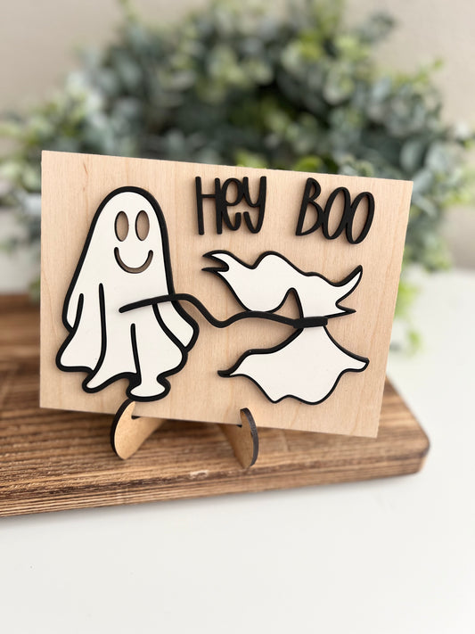 Ghost walking dog stand up sign