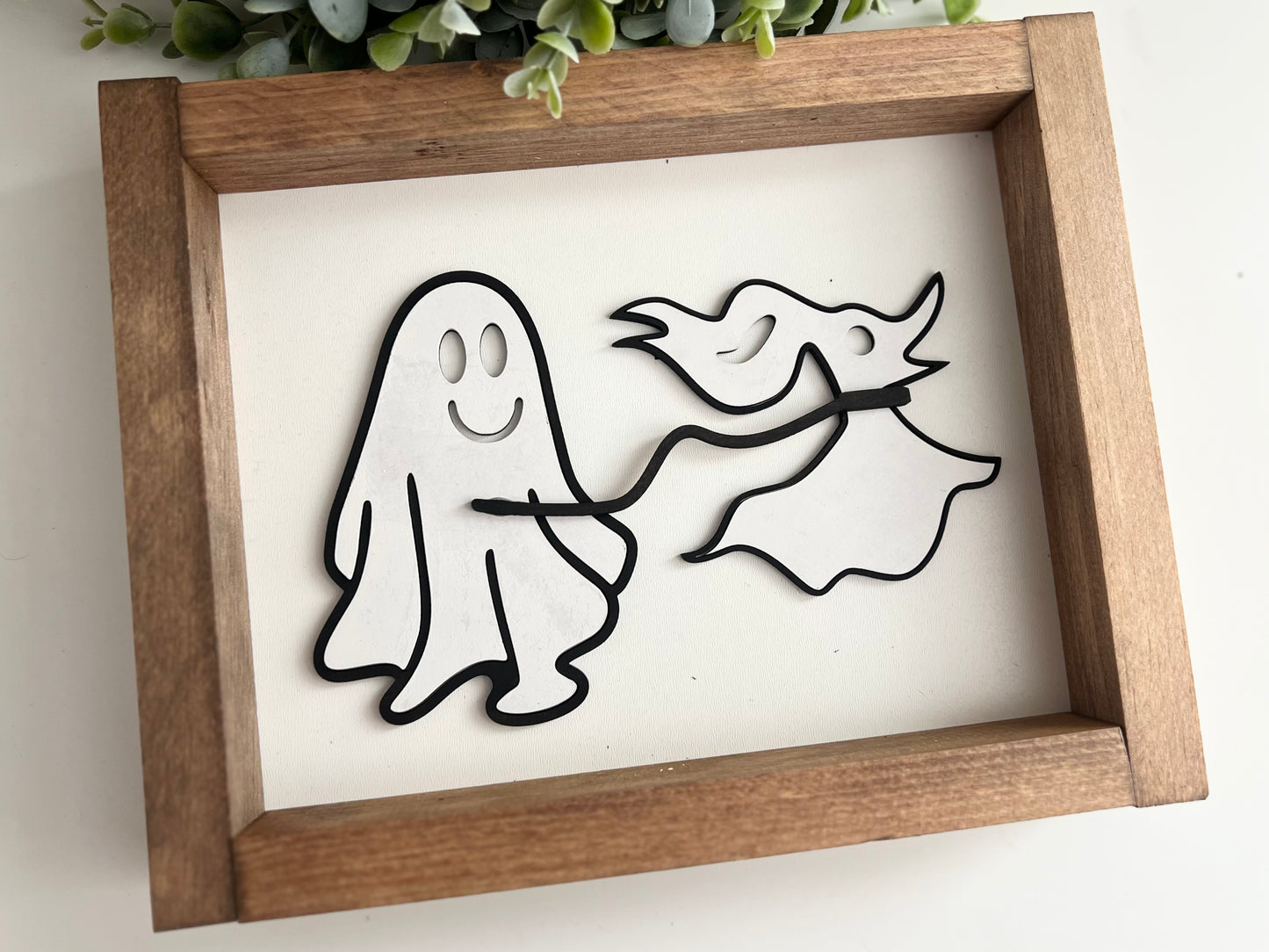 Ghost walking dog Halloween sign