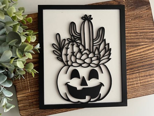 Pumpkin cactus stand up sign
