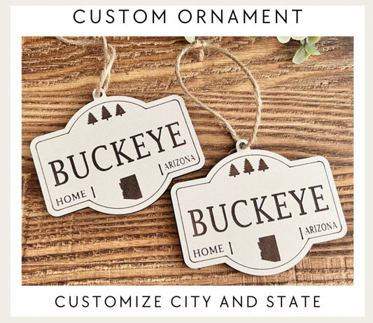 Custom city and state ornament